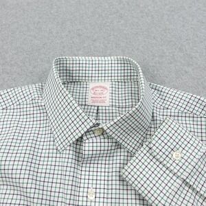 Brooks Brothers Mens 16.5x35 Grenn Check‎ Dress Shirt Button Madison Fit Plaid